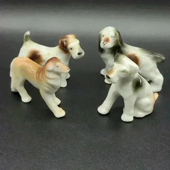 Other - Vintage Group of 4 Dogs Japanese Porcelain Figurine Dog Collection